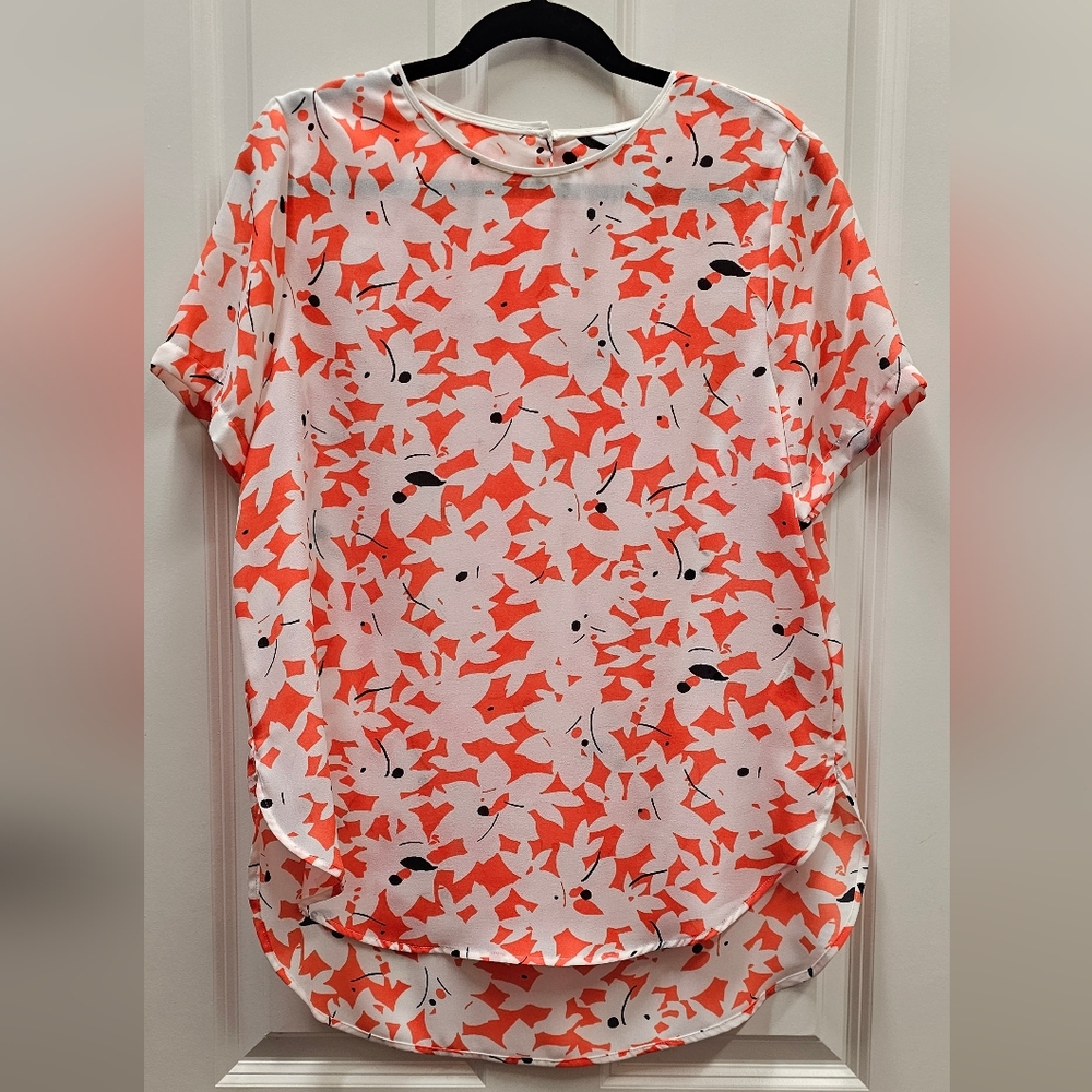 Floral Coral and White Women's Top